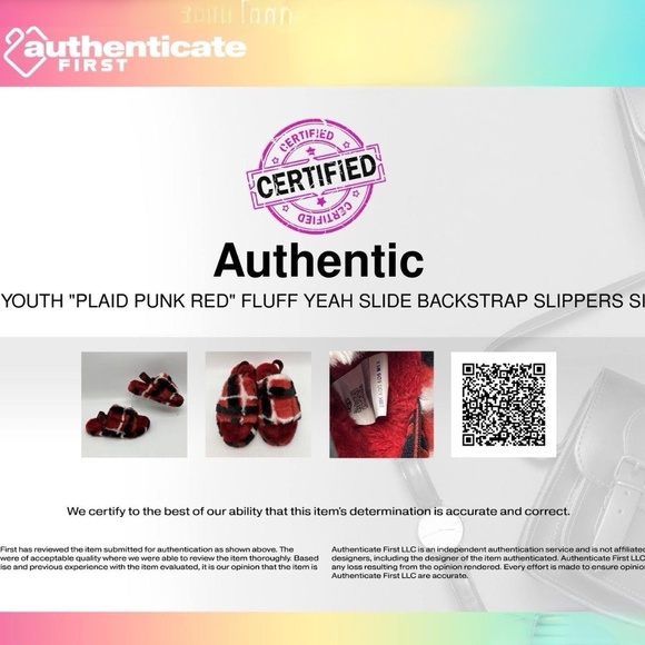 UGG COA Youth ''Plaid Punk Red'' Fluff Yeah Slide Slippers Size 4 - Picture 16 of 16